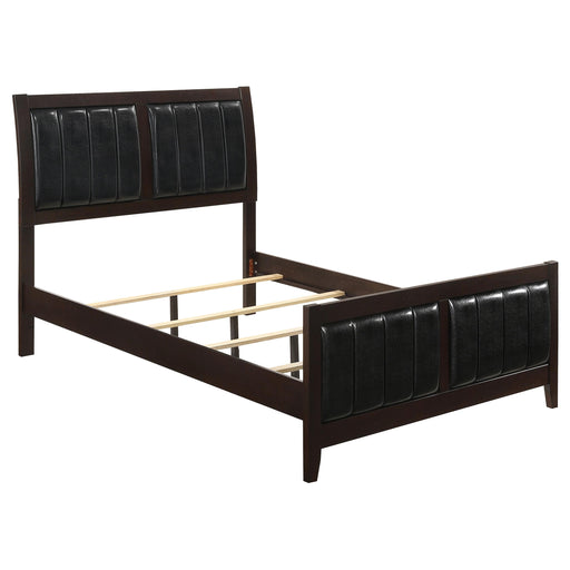 Carlton Eastern King Upholstered Bed Cappuccino and Black image