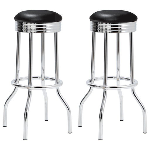 Theodore Upholstered Top Bar Stools Black and Chrome (Set of 2) image