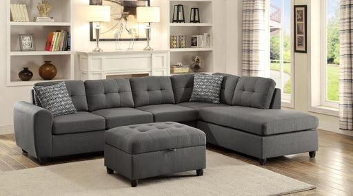 Stonenesse Upholstered Tufted Sectional with Storage Ottoman Grey image