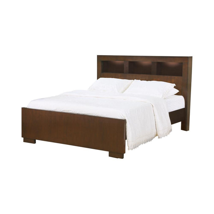 Jessica California King Bed with Storage Headboard Cappuccino
