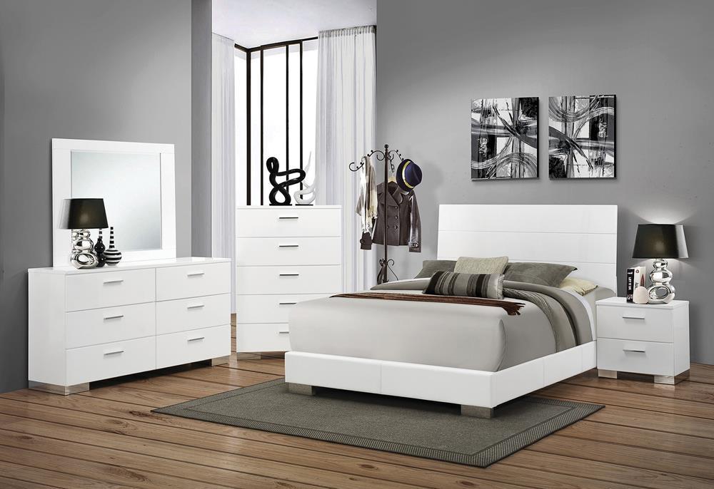 Felicity Contemporary Glossy White Queen Bed