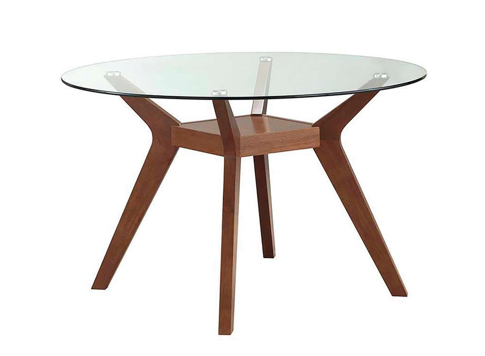 Paxton Mid Century Modern Nutmeg Glass Dining Table