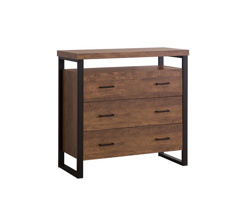 Rustic Amber Three Drawer Accent Cabinet