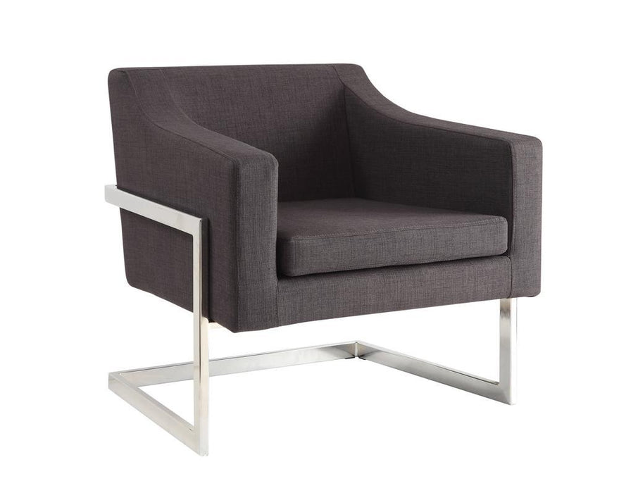 Chris Upholstered Accent Chair Chrome and Grey